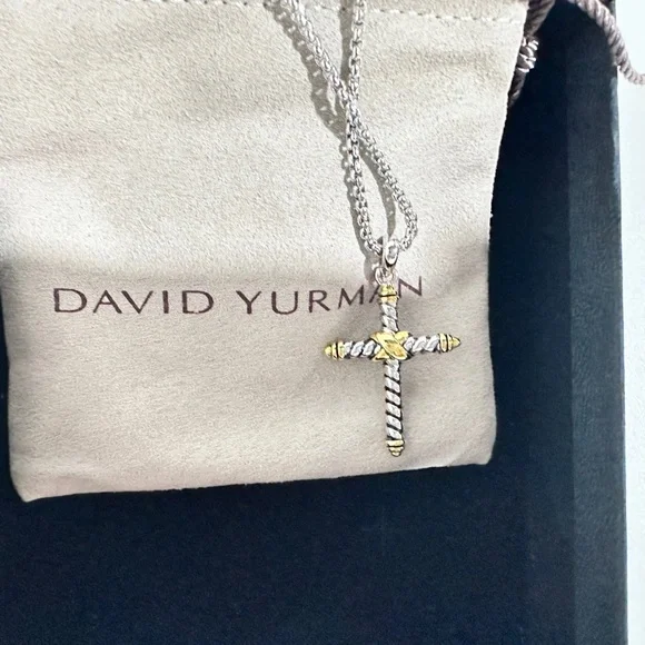 David Yurman Two-Tone Cross Necklace - Picture 2 of 3